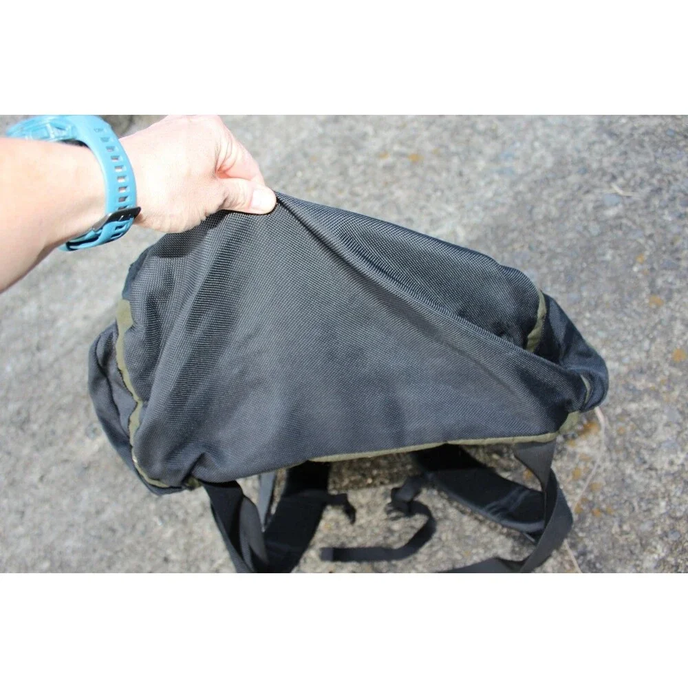 Vintage L.L. Bean Rucksack Olive Green Black Nylon Hiking Backpack 20